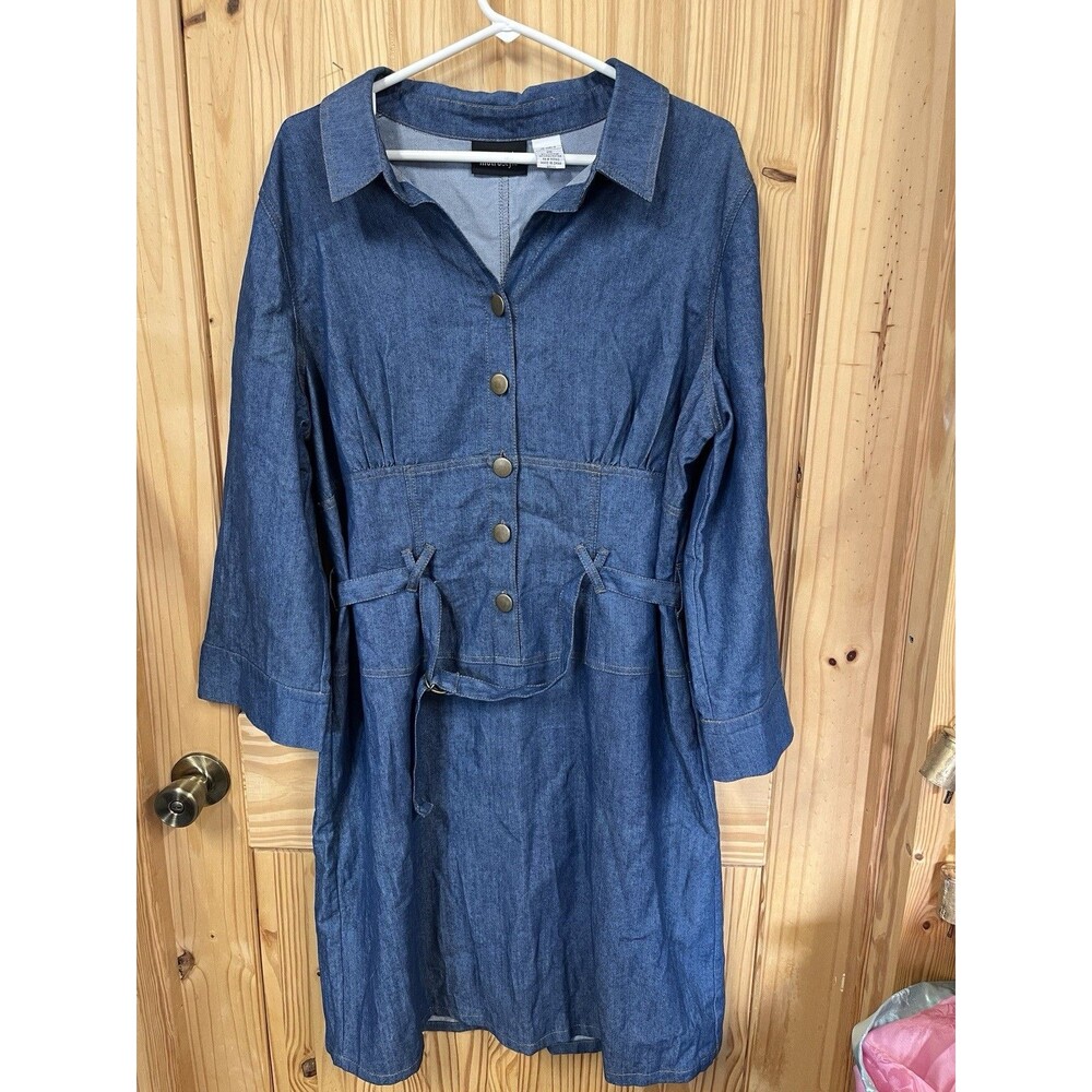 Vintage Metrostyle Denim Dress Women’s 20 Bustier Style Knee Length Belted Cute!